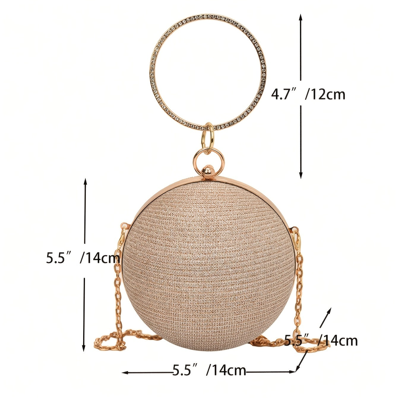 Shiny Mini Round Glitter Evening Bag - Classic Dinner Clutch Purse for Women - Carnaval Music Festival Handbag